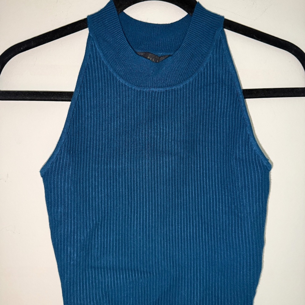 House of Harlow 1960 Sleeveless Ribbed Crop Top Blue Size Small NWT